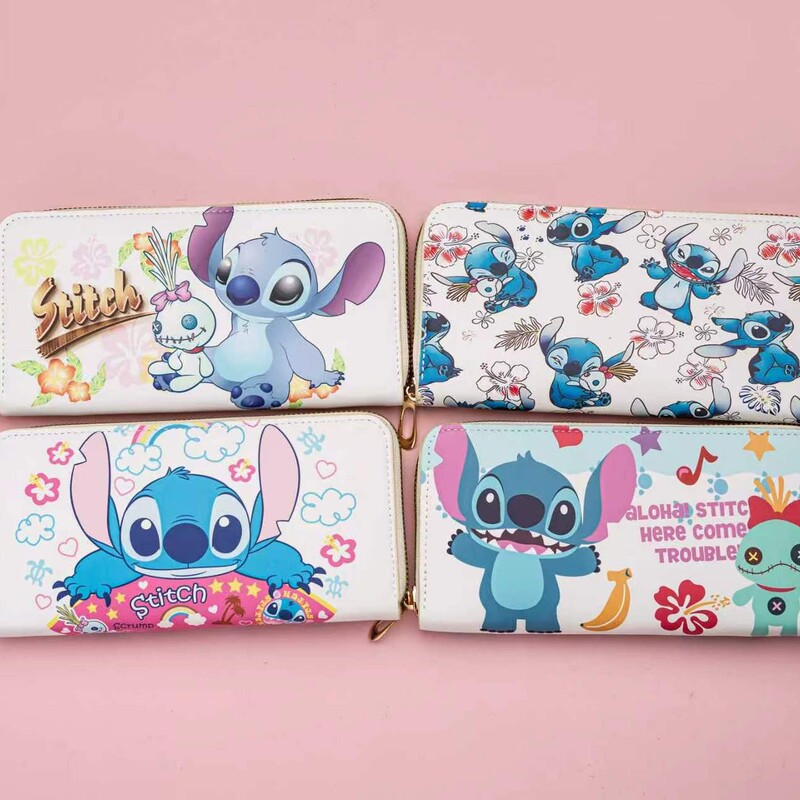 2026 Boys' Fashion Wallet Long Zipper Student Cartoon Mini Wallet Coin Purse Card Holder Stitch