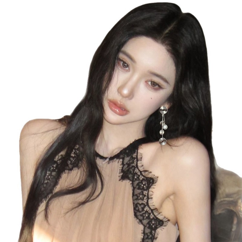 银针圆形纹路流苏耳环欧美重工金属冷淡风耳钉轻奢高级感耳饰批发|undefined