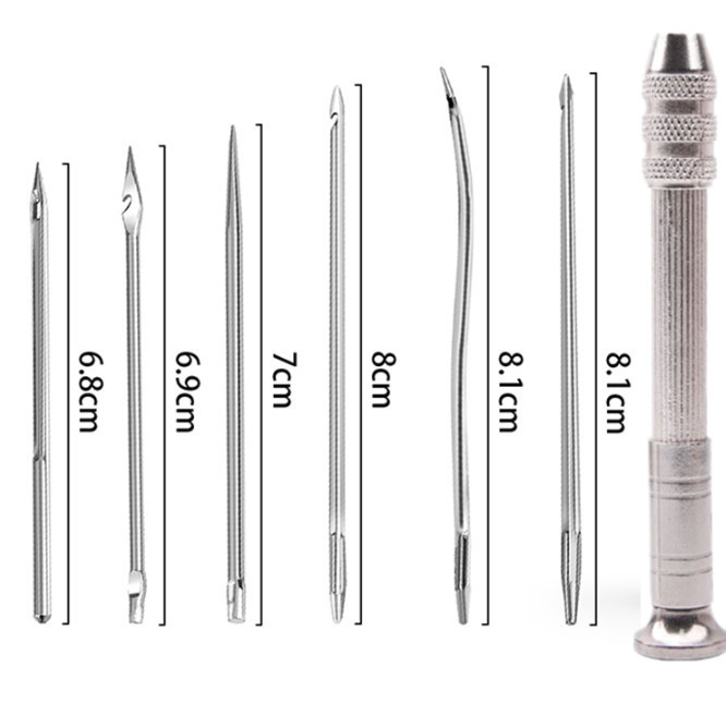 Miles de conos pueden cambiar la cabeza de reparación de punzón multifuncional costura de cuero punzón aguja herramienta de reparación de zapatos espesor crochet al por mayor