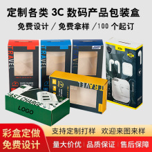 3C数码产品包装盒定制耳机数据线纸盒开窗贴pvc定做彩盒白卡盒