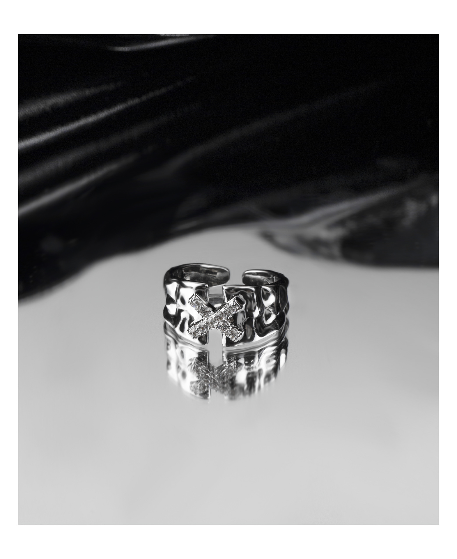 Fashion Geometric Copper Plating Zircon Open Ring