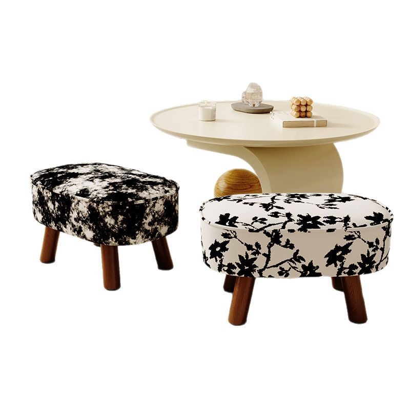 Taburete pequeño taburete de sofá de crema doméstica taburete de mesa de centro taburete de madera maciza taburete para cambiar zapatos en la puerta taburete de bolsa suave de sala de estar simple taburete bajo
