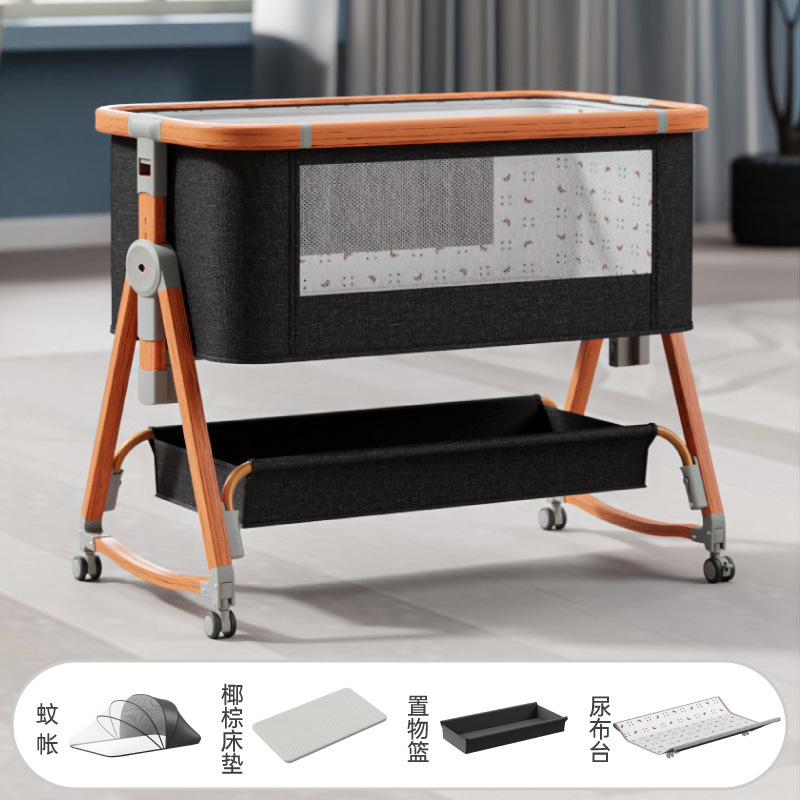 Recién nacido costura gran cama madera grano bebé cuna cama móvil portátil BB cama multifuncional bebé cuna