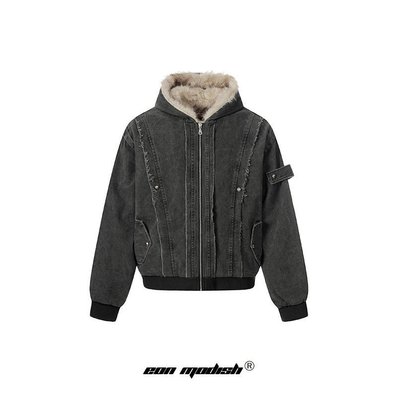 Eon Modish 25冬季New实拍美式高品质简约百搭短款连帽棉服外套|undefined