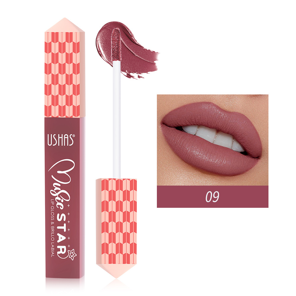 USHAS Amazon 6 colores transfronterizos líquidos esmalte labial mate antiadherente lápiz labial impermeable