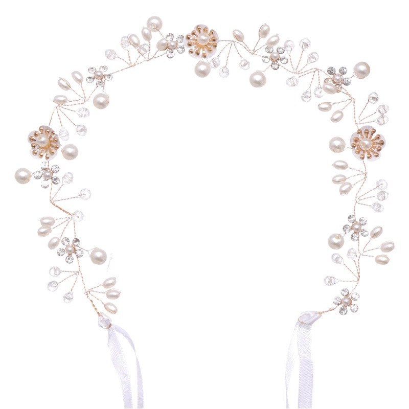 Erqi europeo y americano Venta caliente joyería nupcial hermosa flor hecha a mano con cuentas diadema banda de pelo boda tocado accesorios para el cabello