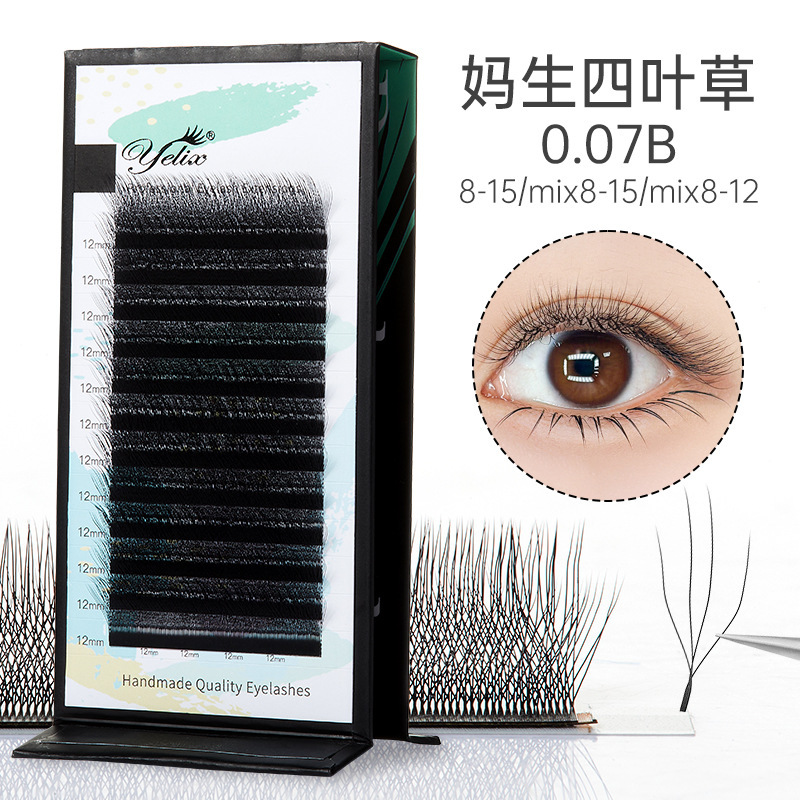 Fábrica de belleza de pestañas tiendas de pestañas falsas densas 0.07 mezcladas flores 4D suave rollo de pestañas de injerto de tetrafolia crudo