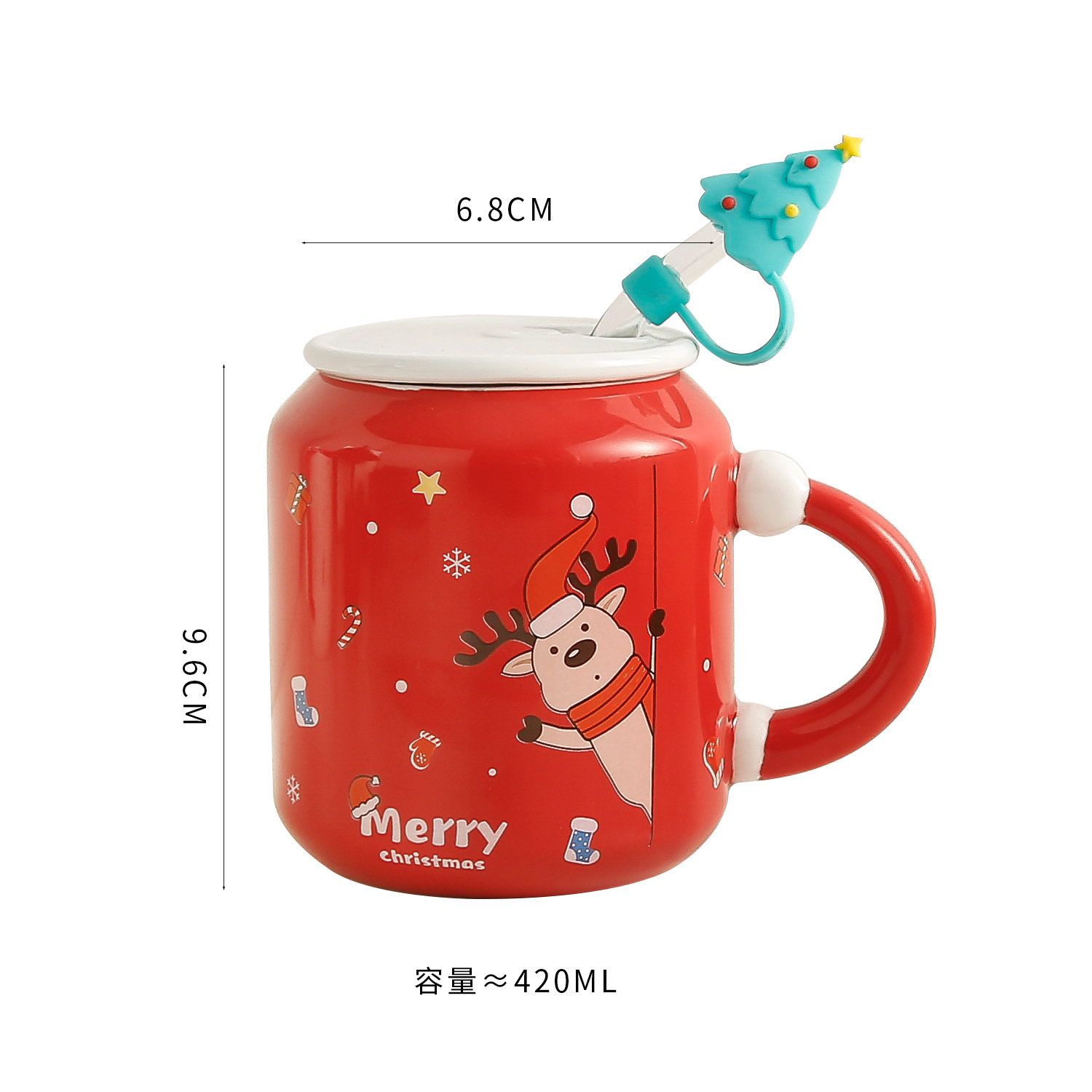 Taza de cerámica de alce creativo de Navidad Taza de agua con forma de lata de red de Internet Actividad de la empresa Regalo de recuerdo Logotipo impreso