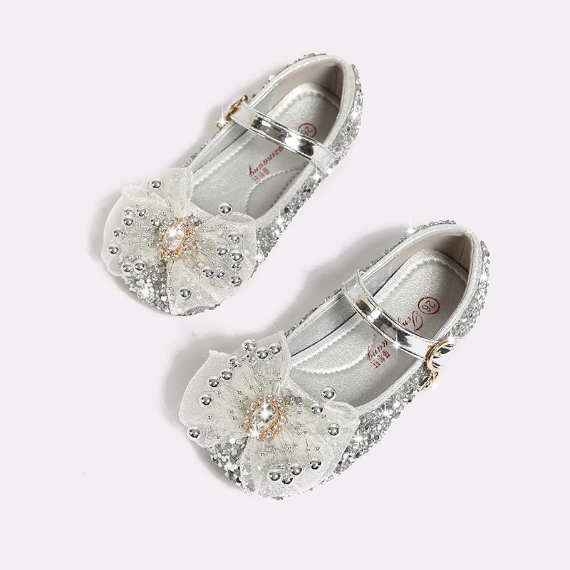 Детские туфли 2025: Новинка весны и осени — туфли Эльзы с кристаллами, туфли принцессы, кожаные туфли для девочек с камнями, детские туфли для малышей