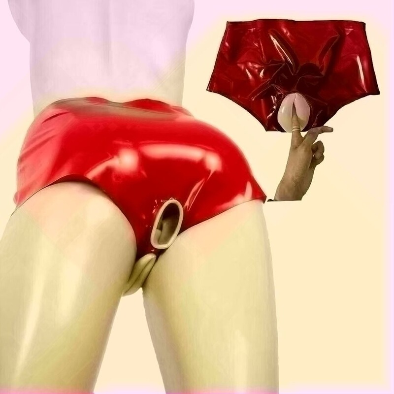 Handmade latex red shorts, anal sleeve, penis sleeve, straight men's underwear, fetish tight-fitting Handmade latex red shorts, anal sleeve, penis sleeve, straight men's underwear, fetish tight-fitting