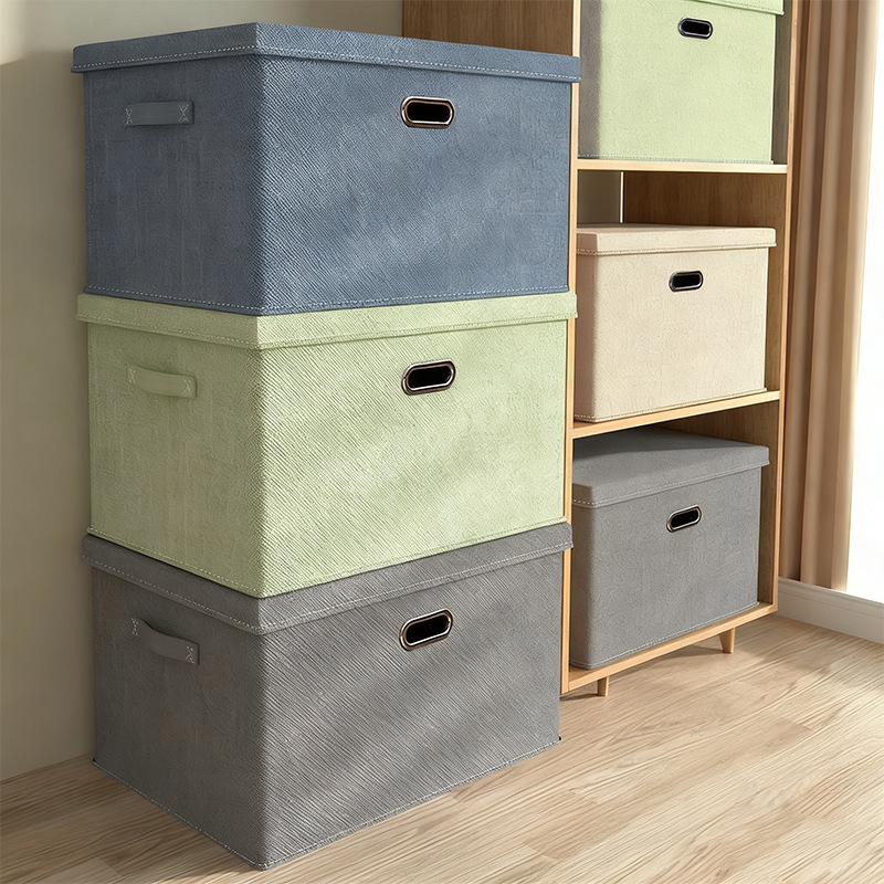Caja de almacenamiento de algodón transfronterizo con cubierta cajón plegable de ropa armario caja de almacenamiento de tela caja de almacenamiento al por mayor