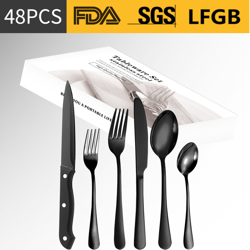 Amazon vajilla de acero inoxidable 24/48/60 traje 1010 cuchillo de carne cuchillo de comida occidental tenedor cuchara de postre cuchara tenedor traje