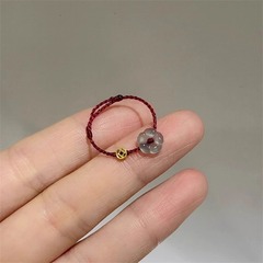 お金持ちの花 ~ 独特な花のコインは縄の指輪の女性の大衆の設計の高級感のシンプルな指輪を編んで調節することができます。