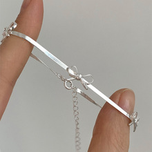 韩国东大门新款银色蝴蝶结手链甜美简约轻奢小众设计气质百搭手环
