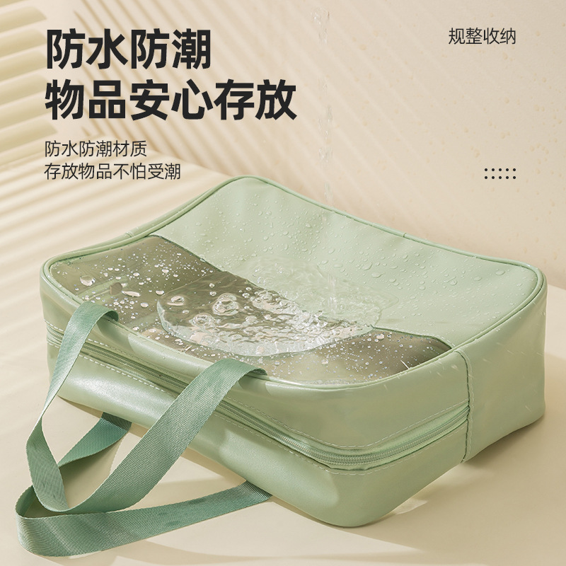 New Travel Waterproof Transparent Wash Bag Portable Large Capacity Simple PU Splicing Three-piece Set of Washing Supplies Storage 