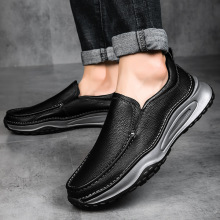 头层牛皮春夏季尖头软底舒适男士商务休闲青年套筒正装潮流男皮鞋