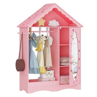 Ins Scandinavian Style New Pink Kidsren's Solid Wood Wardrobe Storage Cabinet Factory Direct Sales Storage Environmentally Friendly Small Bedroom