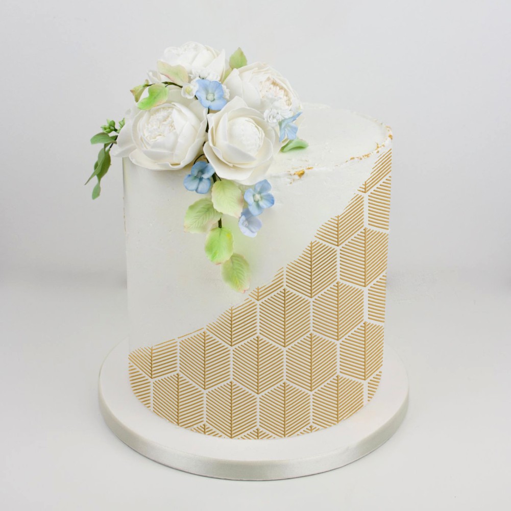 Cruz-frontera diamante Rosa mariposa flor patrón de tela molde fondant cake hornear borde spray molde malla plantilla