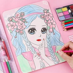 子供用メイクアップ絵画口紅セット付きぬりえメイクアップおもちゃ手作り DIY ままごと鉛筆画屋台卸売