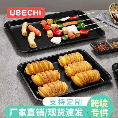 ins rectangle Korean Barbecue plate carbon steel Specifications baking Bread plate household Party Barbecue plate
