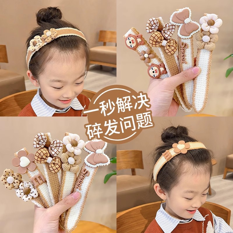 Niños lindos velcro correa de cabello de lana de punto correa de cabello de caño invierno niñas frises acabado de cabello artefacto