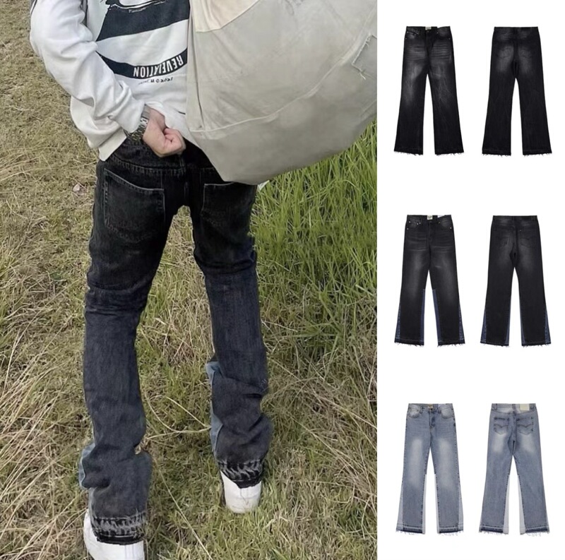 American High Street Gallery Dept New Basic Washed Micro-Flare Blue Splicing Jeans Versatile Pants American High Street Gallery Dept New Basic Washed Micro-Flare Blue Splicing Jeans Versatile Pants