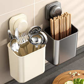 吸盘筷子收纳盒沥水家用勺子筷笼篓筷子筒厨房置物架免打孔壁挂式