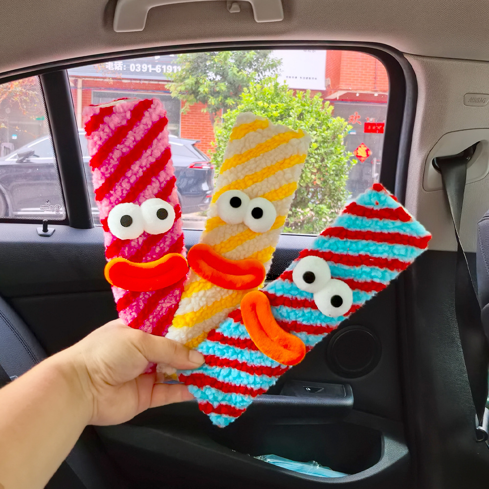 Little Monster Car Seat Belt Shoulder Cover Car Safety Belt Sausage Shape Car Interior Decoration Supplies Cute Eyes