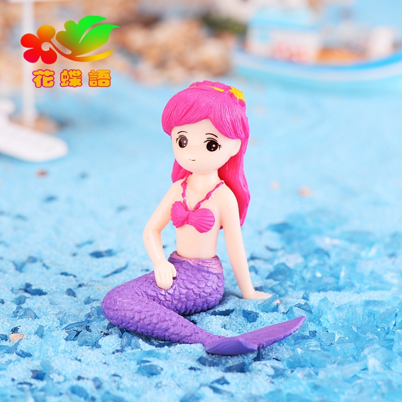 美人鱼DIY微景观水族装饰水景创意美女蛋糕钥匙扣塑料摆件工艺品