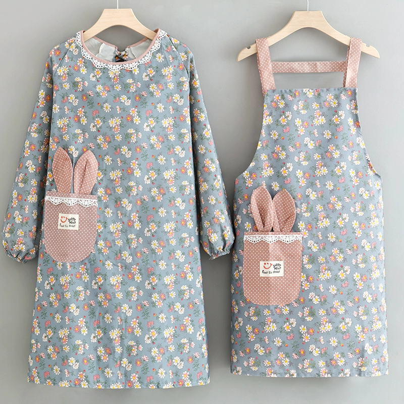 Корейский стиль, дышащая, маслостойкая и износостойкая парусиновая рабочая одежда с длинными рукавами, фартук, кухонный бытовой женский милый фартук, внешний