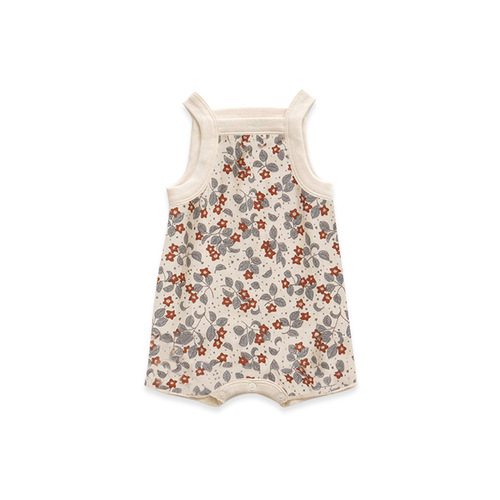 Summer new baby clothes jumpsuit ins style male and female baby floral sleeveless small suspenders rompers