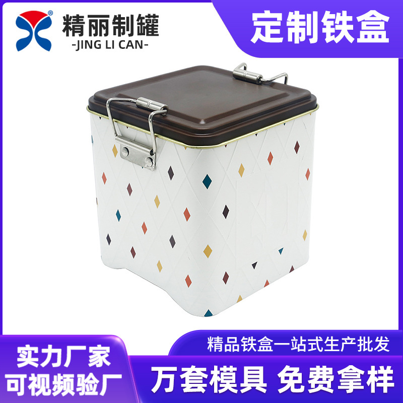 清新可爱日式风小饰品收纳盒 精美实用带扣存储物品铁盒铁罐礼盒