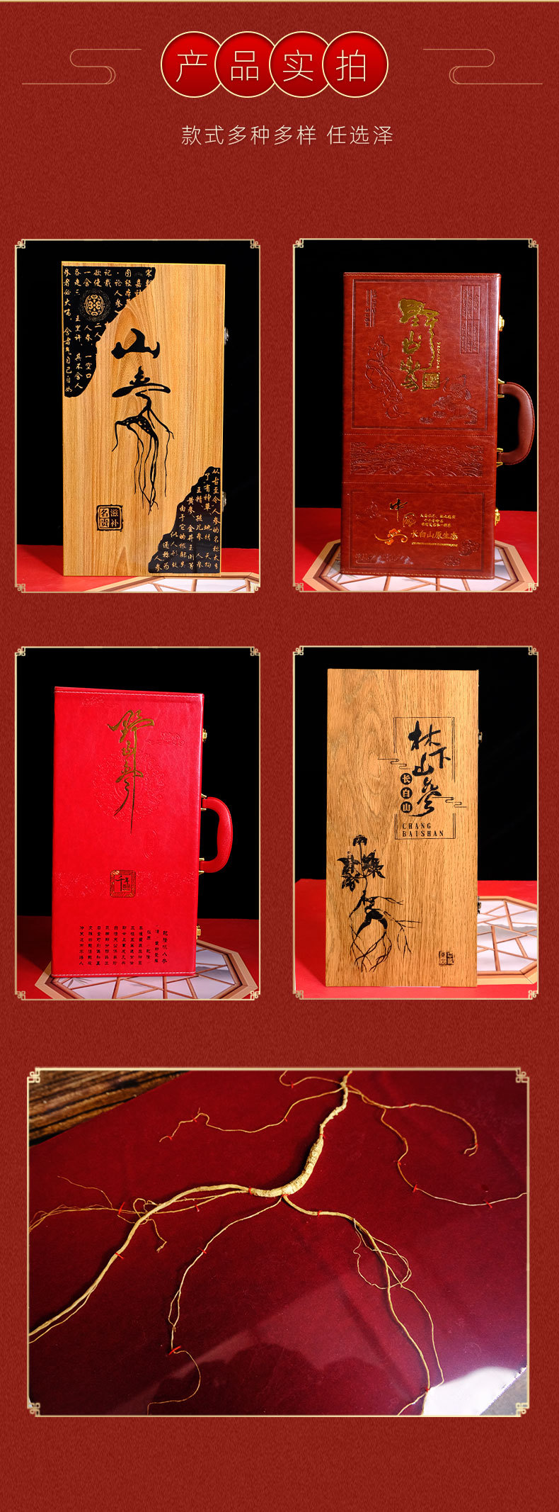 Changbai Mountain Forest Ginseng Gift Box Dried Mountain Ginseng Roots for Holiday and Business Gifting preparation