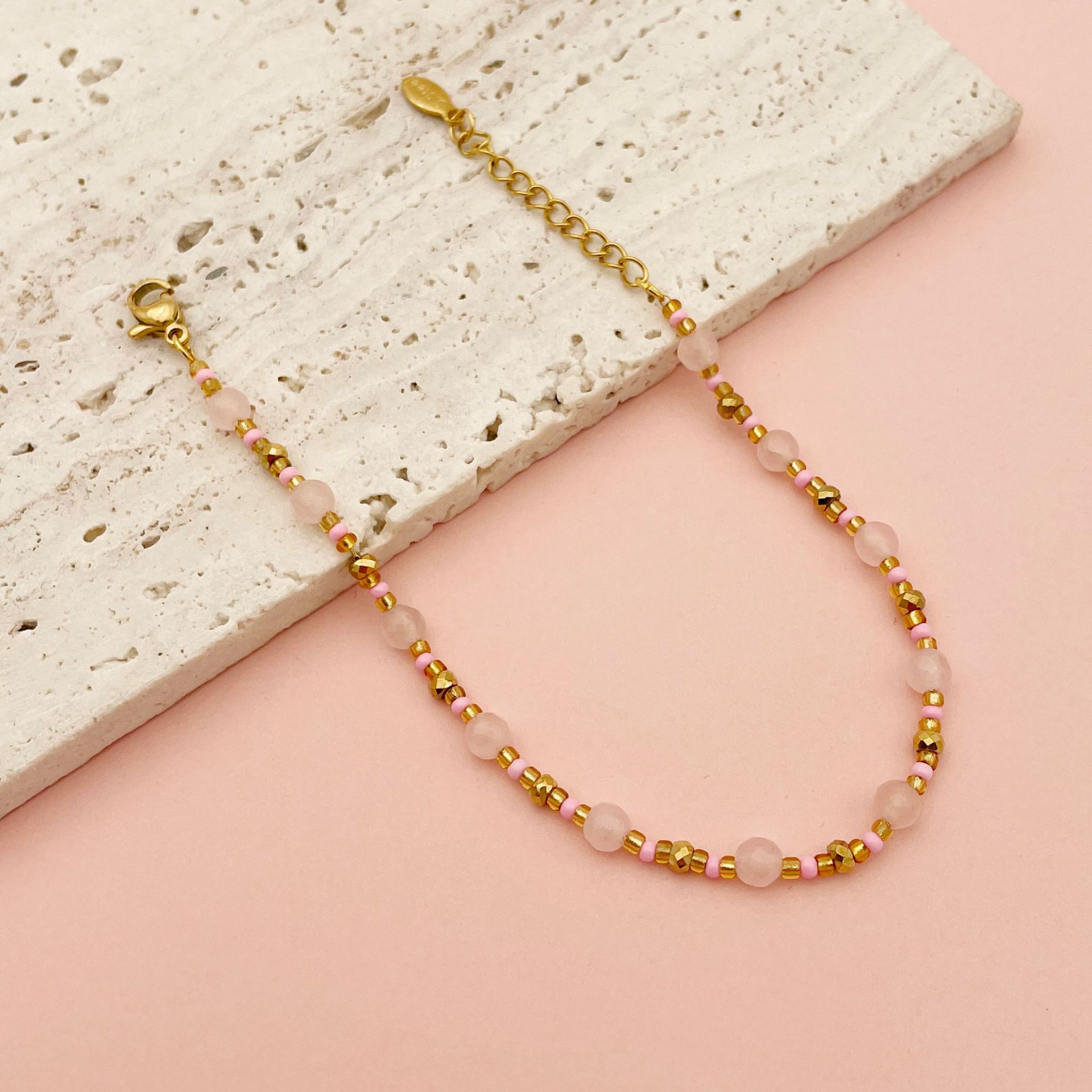 Simple Style Circle Titanium Steel Beaded Bracelets 1 Piece