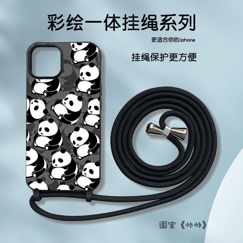 工厂定制苹果15防摔保护套iPhone13斜挎手机壳14pro挂绳手机壳
