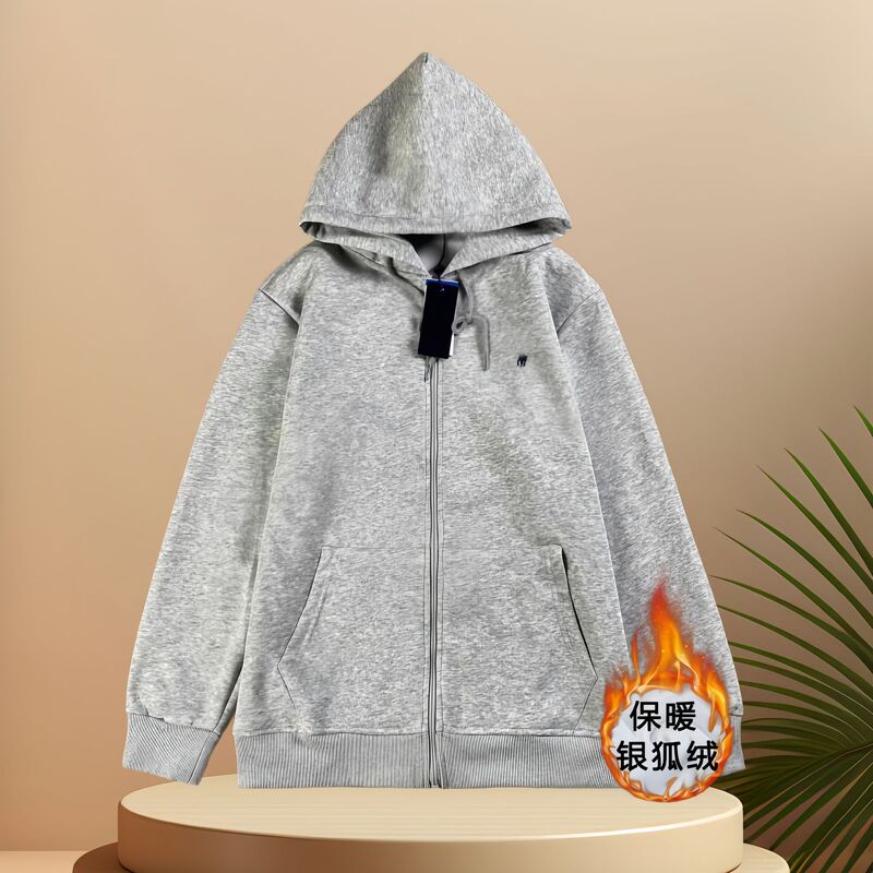 Cross-Border Plus-Size Little Red Horse Hooded Rl Cardigan Pure Cotton Sweatshirt Embroidered Plus-Size Men's Polo Hooded Sweatshirt Jacket