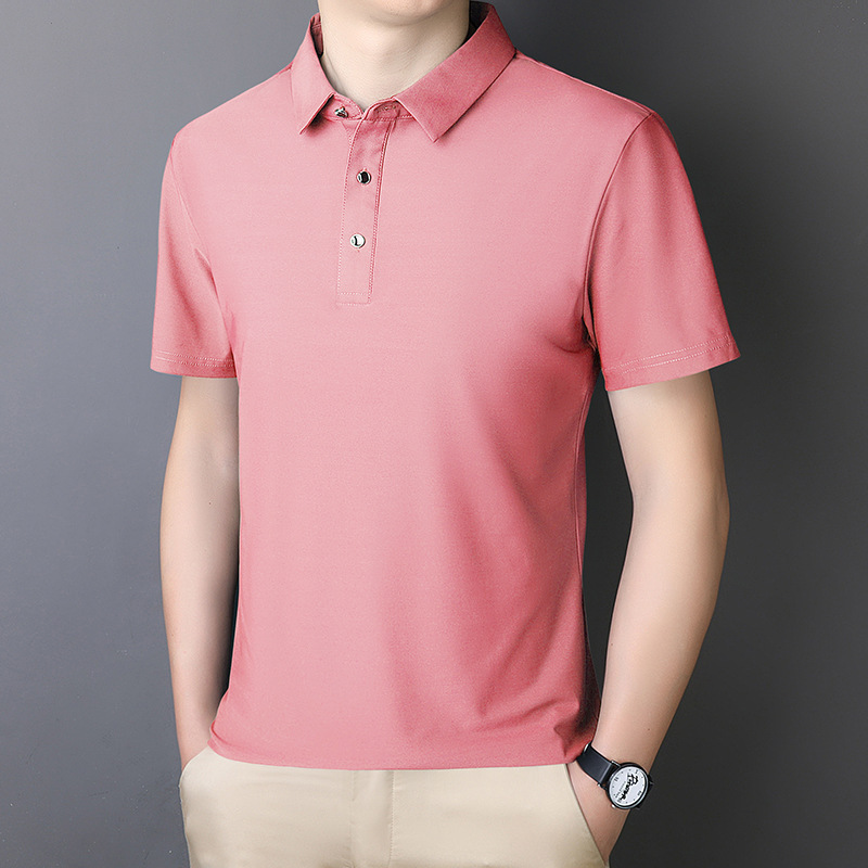 Verano delgado camisa de polo camisa de hombre de manga corta suelta de negocios casual camiseta de solapa chaqueta de hombre image 11