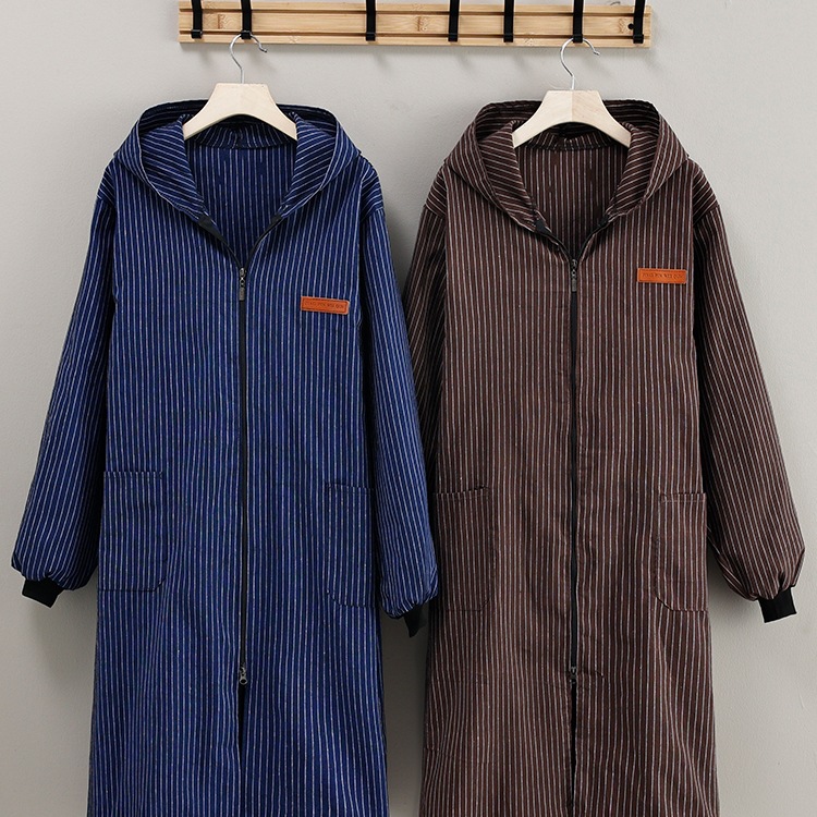 加肥加长罩衣纯棉老粗布长袖围裙家用厨房防油防污男女工作字