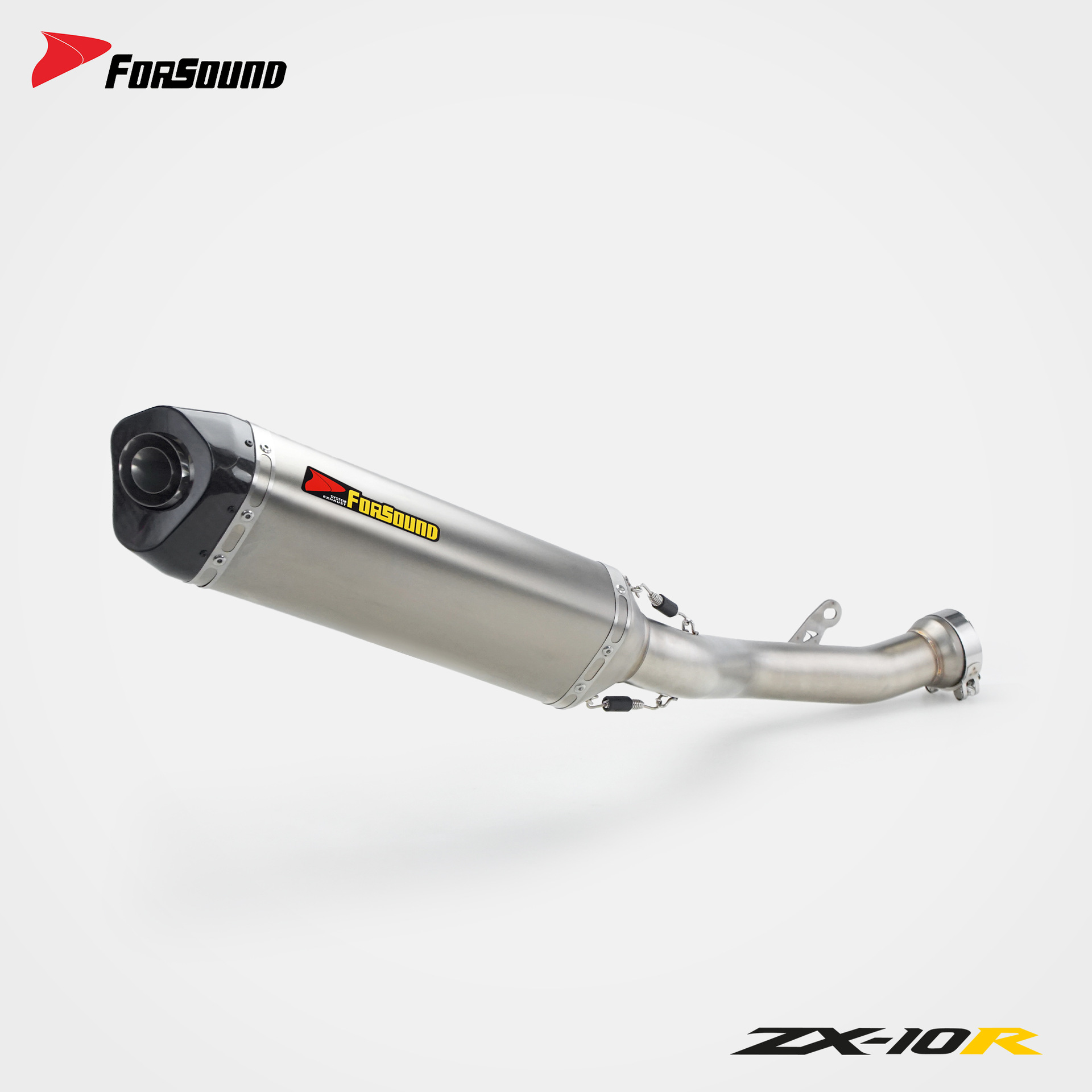 KAWASAKI ZX-10R Big Bull modified exhaust mid and tail section, Grav's titanium alloy stainless steel carbon