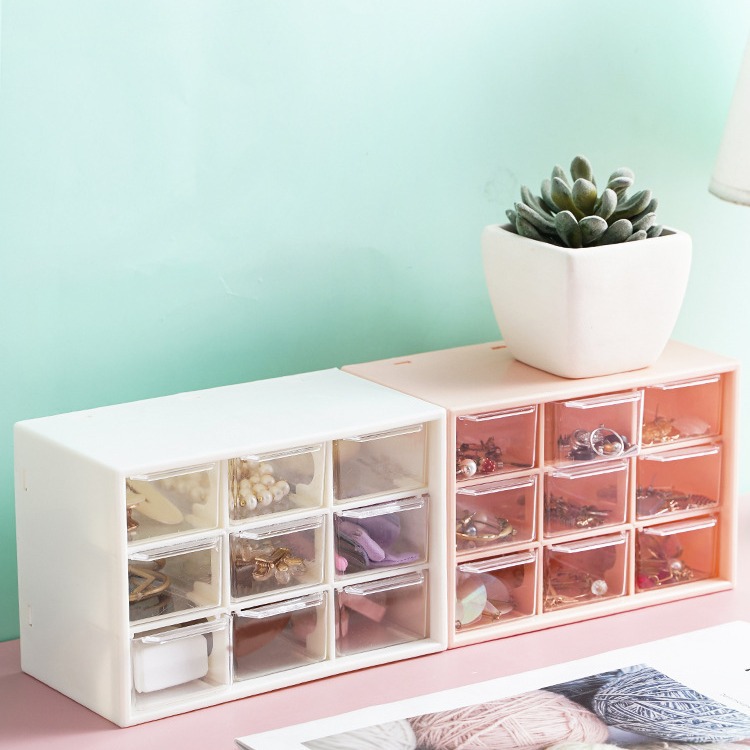 Dormitorio sala de estar ins Jiugongge caja de almacenamiento de cajón a prueba de polvo papelería joyería Jiugongge almacenamiento de cosméticos