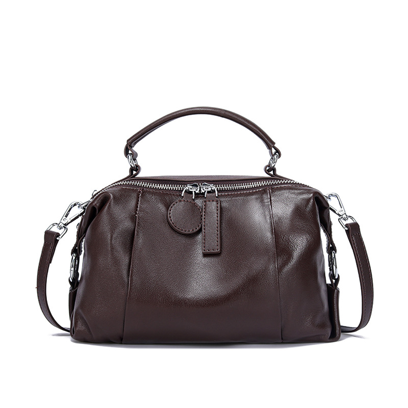 Elegant High-End Boston Handbag 2026 New Arrival Retro Luxury Cowhide Women's Bag Versatile Shoulder Bag For Commuting - Thumbnail 5