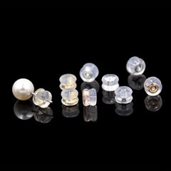 Silicone transparent non-slip hamburger-shaped ear plugs—anti-drop earring clasps, backstoppers, and electroplated gold-tone earring plugs for secure, stylish ear accessories.