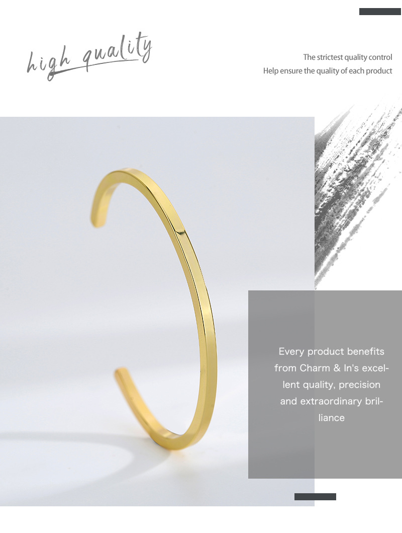 Bracelet jonc ouvert unique plaqué or 18k bijoux mode unisexe_voghion.com