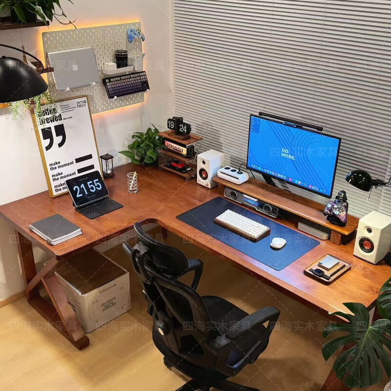 Corner Table Solid Wood Computer Table Bedroom Home L-Shaped Gaming Table Corner Desk Office Desk Workbench Study Table L