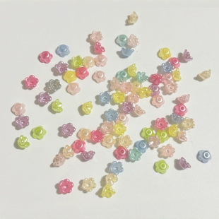 Acrylic small lily orchid solid color AB magic color frosted gilded multicolor flower holder spacer DIY jewelry accessories