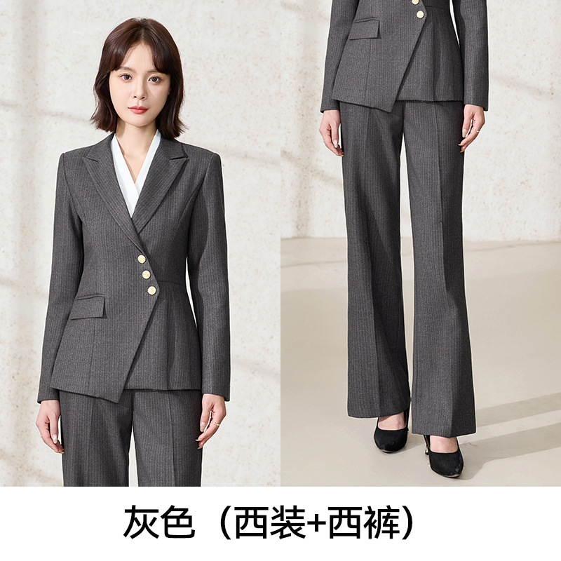 条纹西装外套女春秋季2025新款设计感轻职场职业正装高端西服套装|undefined