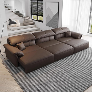 Italian Minimalist Electric Functional Sofa Bed Sofa Dual-Purpose Simple Living Room Small Apartment First Layer Cowhide