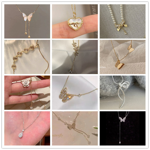 Butterfly Necklace New Pearl Necklace Sweater Chain Light Luxury High-end Exquisite Fashion Snake Bone Chain Pendant