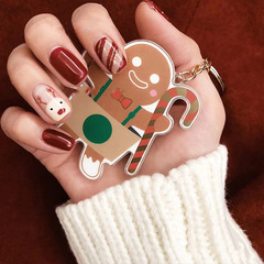 Hottest Cute Winter Wearable Nail Cartoon Deer Shimmer Striped Christmas Style Removable Nail Art