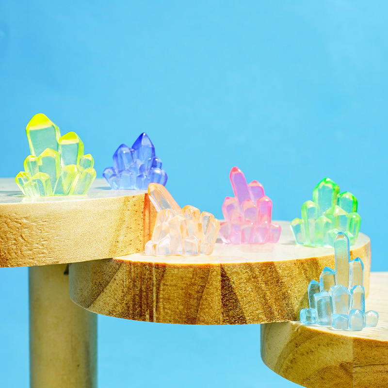 Cristal luminoso resina tridimensional paisaje en miniatura pecera pequeña decoración decoración vista escritorio de bricolaje creativo coche muebles para el hogar